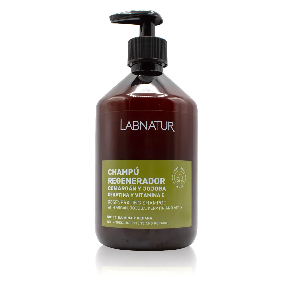 LABNATUR REGENERATING SHAMPOO WITH ARGAN JOJOBA KERATIN VITAMIN E CERTIFIED NATURAL 500 ML MADE IN SPAIN
