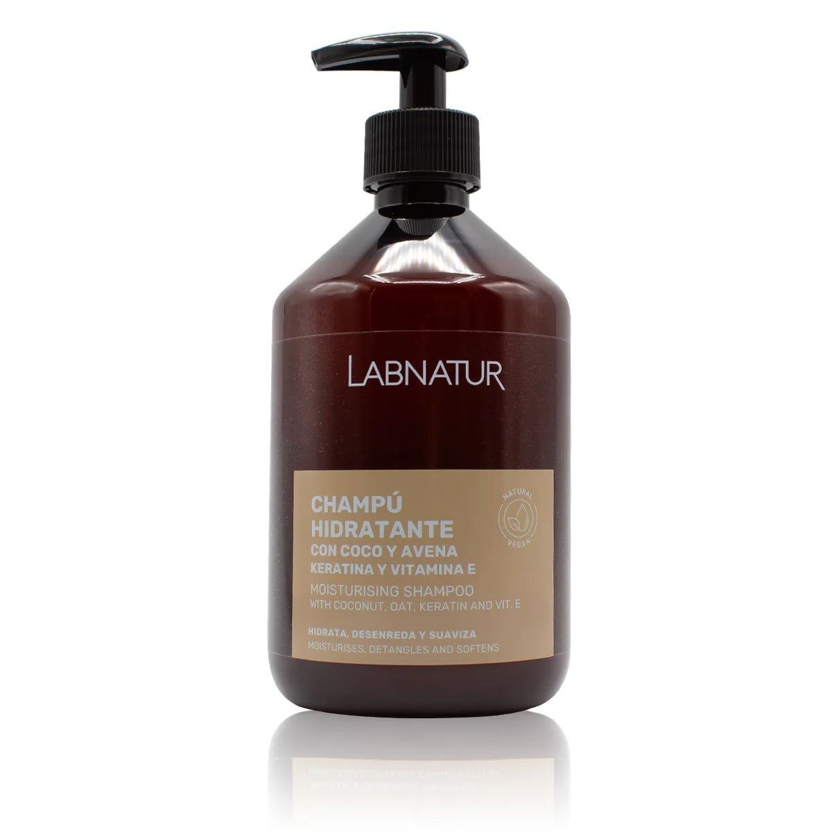 LABNATUR MOISTURIZING SHAMPOO WITH COCONUT OATS KERATIN VITAMIN E CERTIFIED NATURAL 500 ML MADE IN SPAIN