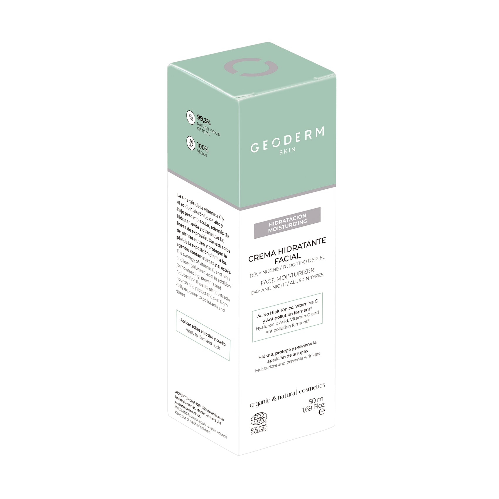 GEODERM Hydratant Visage Jour & Nuit – Tous Types de Peaux Certifié Biologique 50 ml