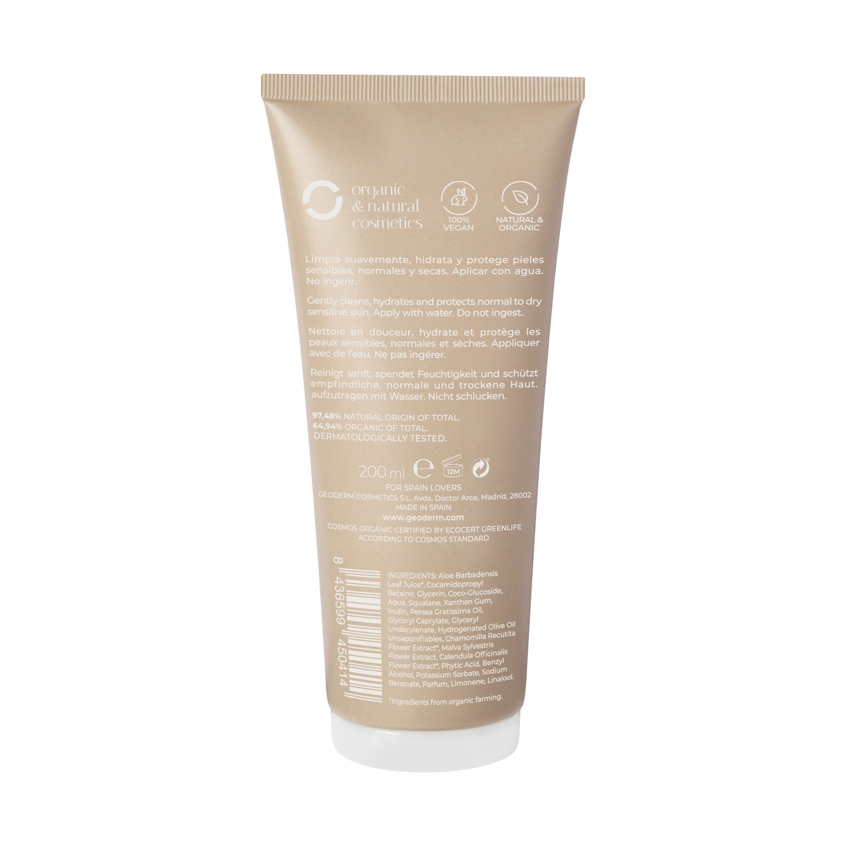 GEODERM Shower Gel Normal To Dry Sensitive Skin Certified Organic 200 mL