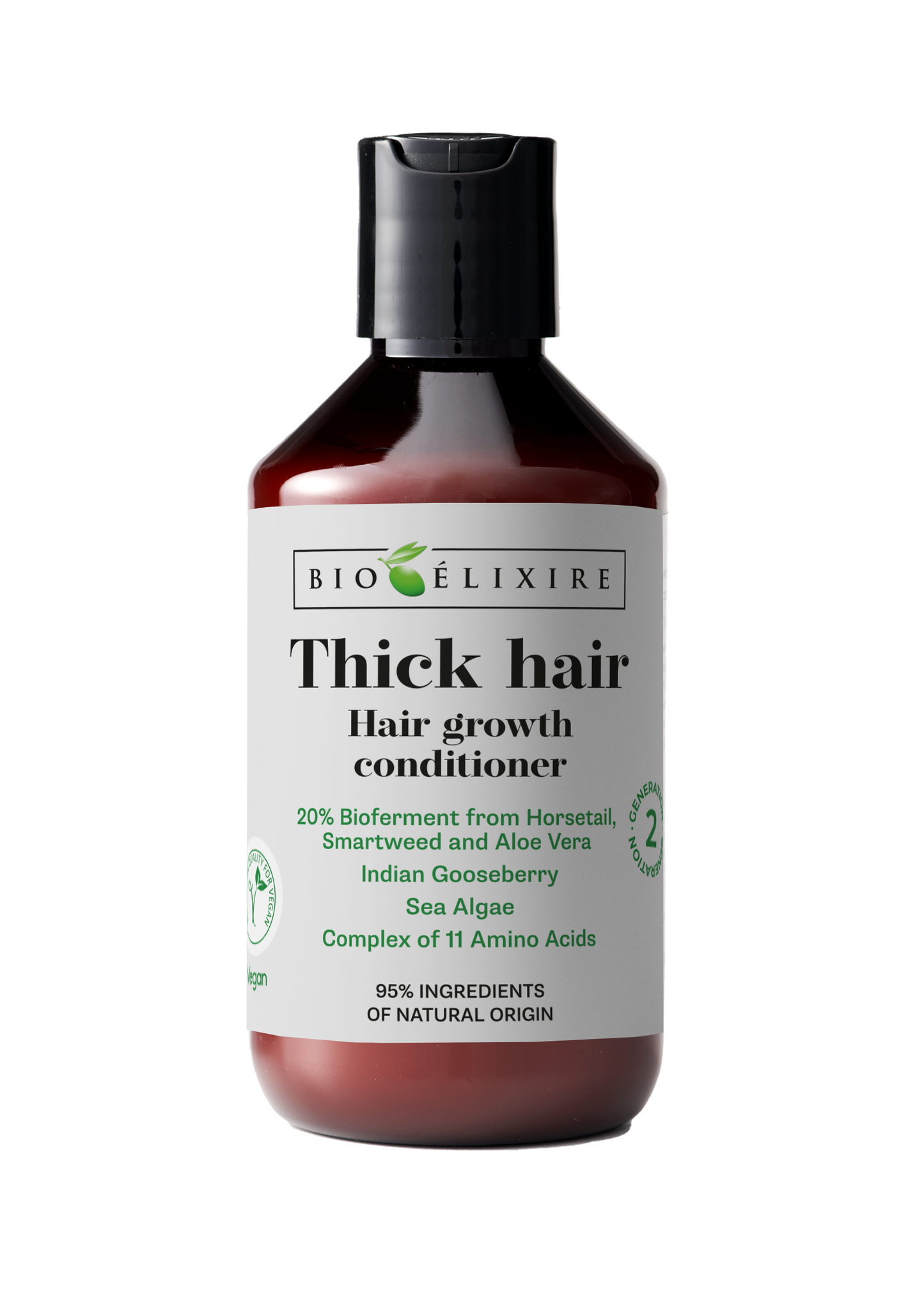 Bioelixire Après-shampoing végan épaississant et stimulant la pousse pour cheveux épais 300 mL