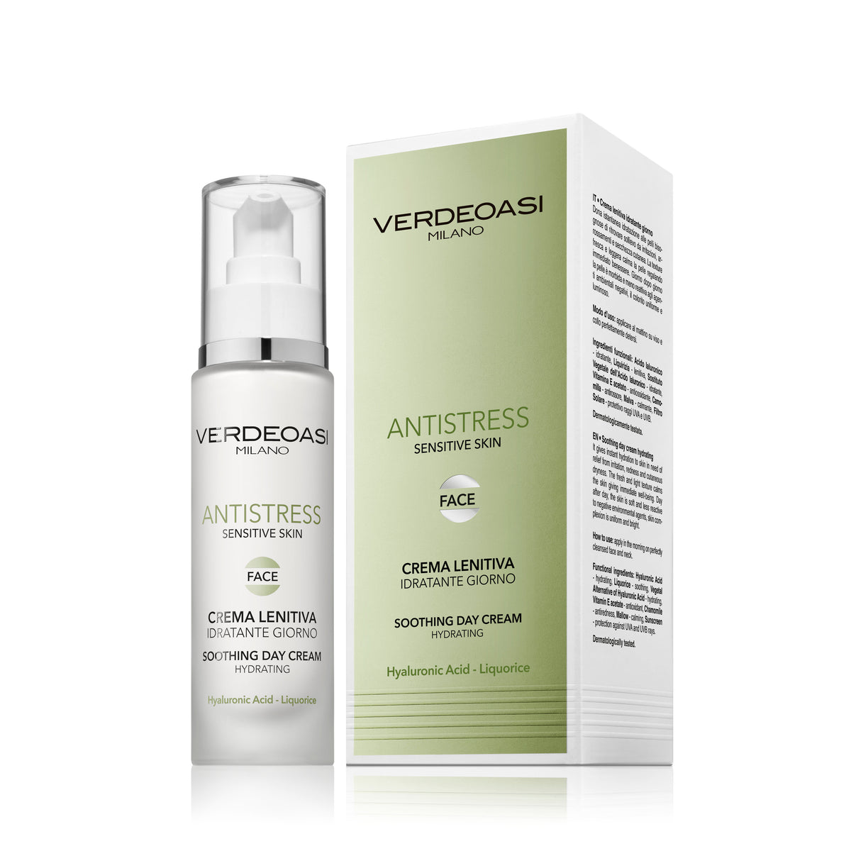 VERDEOASI MILANO SOOTHING HYDRATING DAY CREAM WITH HYALURONIC ACID & LIQUORICE 50 ML MADE IN ITALY