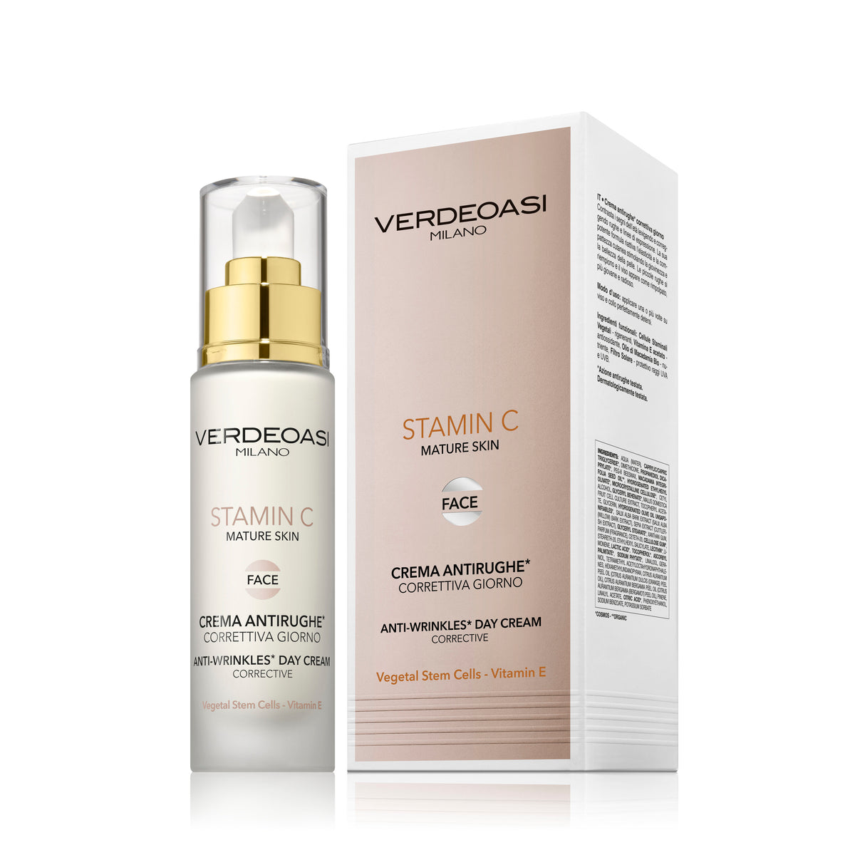 VERDEOASI MILANO ANTI-WRINKLES CORRECTIVE DAY CREAM WITH VEGETAL STEM CELLS & VITAMIN E 50 ML MADE IN ITALY