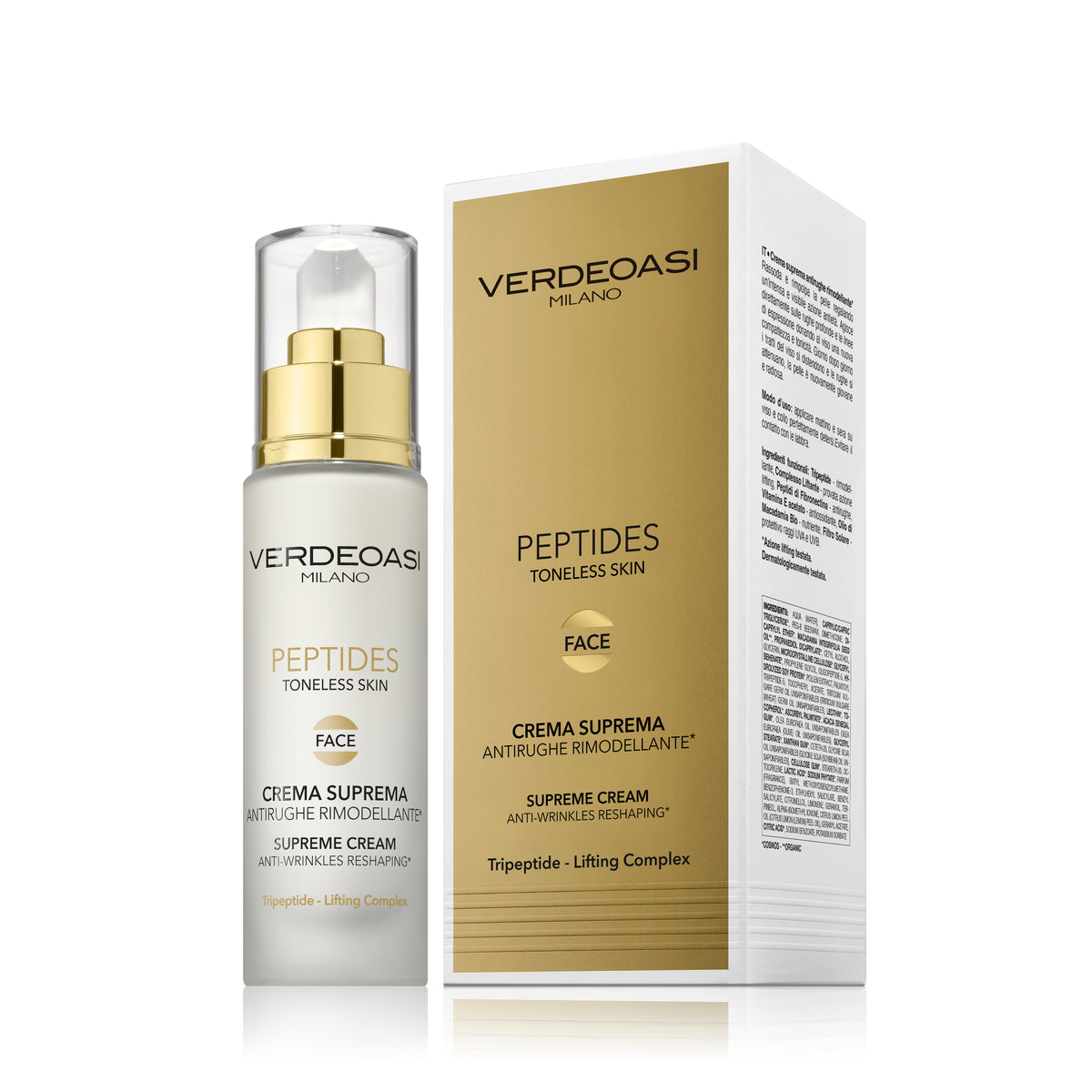 VERDEOASI MILANO SUPREME ANTI-WRINKLES RESHAPING CREAM WITH TRIPEPTIDE & LIFTING COMPLEX 50 ML MADE IN ITALY